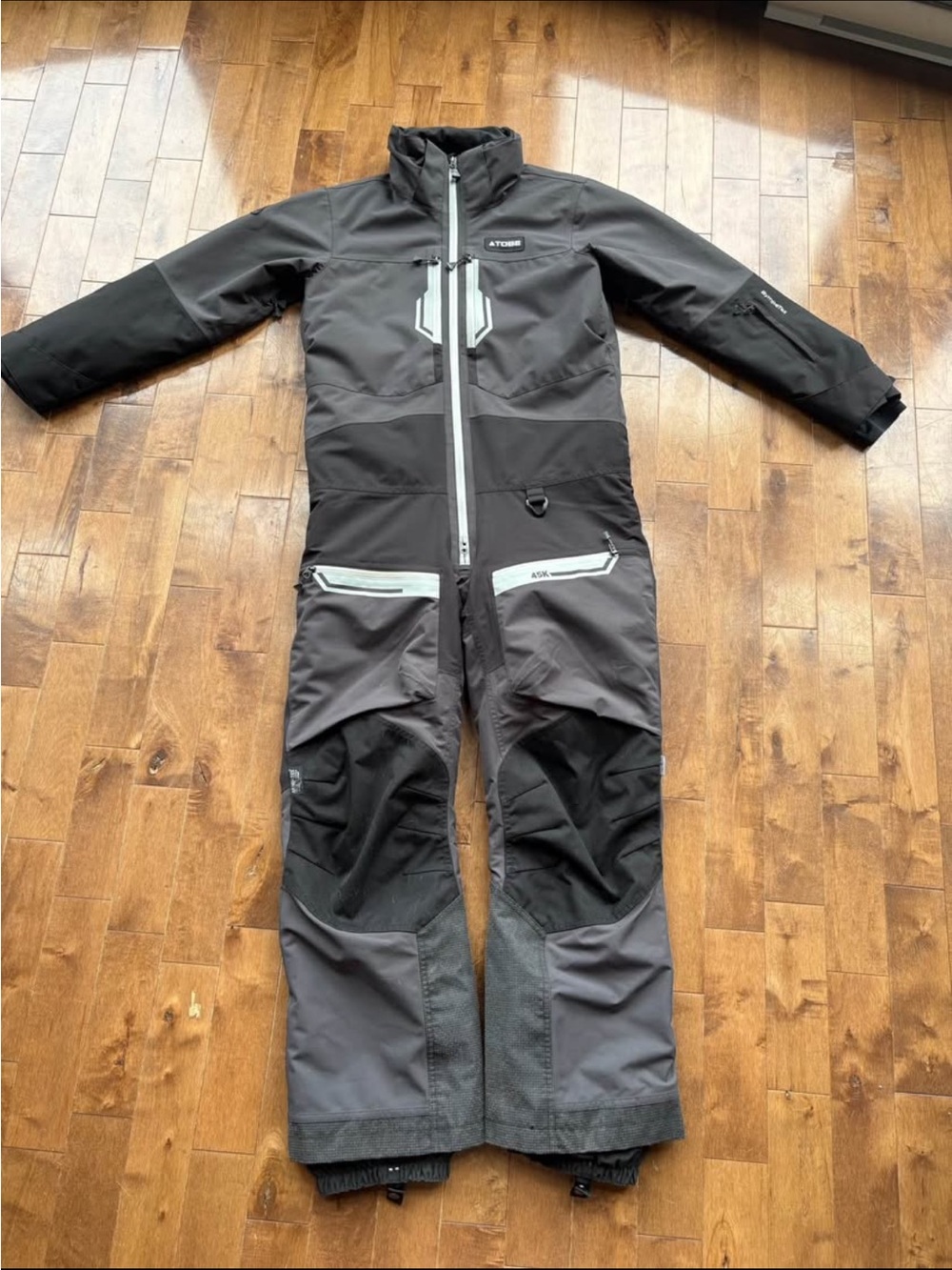 All-Weather Men's Black Gray Ski & Snowboard One-Piece Jacket